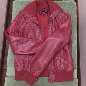 Vintage f21 red leather jacket